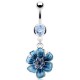 Piercing nombril fleur 28 - Peinte en bleu-clair