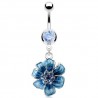 Piercing nombril fleur 28 - Peinte en bleu-clair