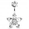 Piercing nombril fleur 64 - Haut et bas transparente