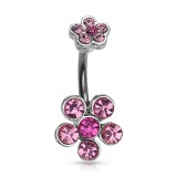 Piercing nombril fleur 01 - Haut et bas rose