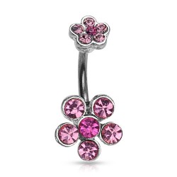 Piercing nombril fleur 01 - Haut et bas rose