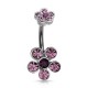 Piercing nombril fleur 01 - Haut et bas lilas
