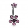 Piercing nombril fleur 01 - Haut et bas lilas
