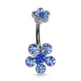 Piercing nombril fleur 01 - Haut et bas bleu-clair