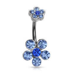 Piercing nombril fleur 01 - Haut et bas bleu-clair