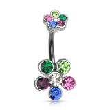 Piercing nombril fleur 01 - Haut et bas multicolore