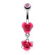 Piercing nombril fleur 16 - Deux roses roses