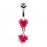 Piercing nombril fleur 16 - Deux roses roses