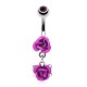 Piercing nombril fleur 16 - Deux roses lilas