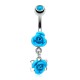 Piercing nombril fleur 16 - Deux roses bleu-clair