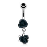 Piercing nombril fleur 16 - Deux roses noires