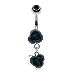 Piercing nombril fleur 16 - Deux roses noires