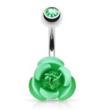 Piercing nombril fleur 02 - Petite rose verte