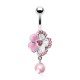 Piercing nombril fleur 03 - Hibiscus et perle rose