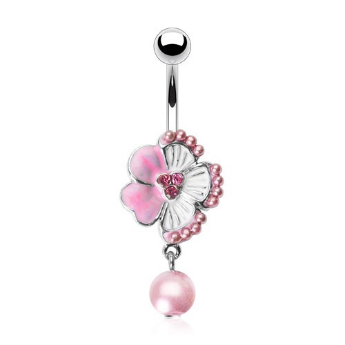 Piercing Nombril Fleur Strass - Bijou Corps Tendance En Acier Inoxydable, Parfait Pour Un Look Féminin Et Flashy !