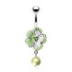 Piercing nombril fleur 03 - Hibiscus et perle vert-pomme