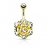 Piercing nombril fleur 12 - Jaune cristal transparent