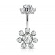 Piercing nombril fleur 13 - Haut et bas multistrass transparent
