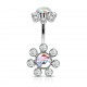 Piercing nombril fleur 13 - Haut et bas multistrass aurora