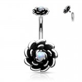 Piercing nombril fleur 20 - Haut et bas gem opale aurora