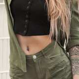 Piercing nombril fleur 20 - Haut et bas gem opale aurora