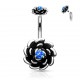 Piercing nombril fleur 20 - Haut et bas gem opale bleue