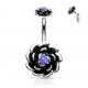 Piercing nombril fleur 20 - Haut et bas gem opale lilas