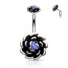 Piercing nombril fleur 20 - Haut et bas gem opale lilas