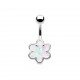 Piercing nombril fleur 21 - Glitter gris