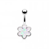 Piercing nombril fleur 21 - Glitter gris