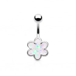 Piercing nombril fleur 21 - Glitter gris