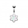 Piercing nombril fleur 21 - Glitter gris