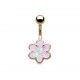 Piercing nombril fleur 21 - Glitter rose