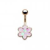 Piercing nombril fleur 21 - Glitter rose