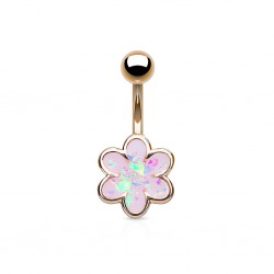 Piercing nombril fleur 21 - Glitter rose