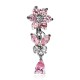 Piercing nombril fleur 35 - Inversé rose tige titane