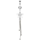 Piercing nombril fleur 36 - Transparent chainettes