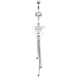 Piercing nombril fleur 36 - Transparent chainettes