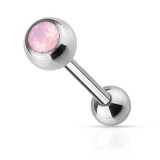 Piercing langue 131 - Gem opalescent rose
