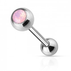 Piercing langue 131 - Gem opalescent rose
