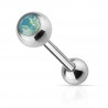 Piercing langue 131 - Gem opalescent bleu-clair