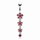 Piercing nombril fleur 52 - Pendante rose