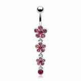 Piercing nombril fleur 52 - Pendante rose