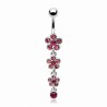 Piercing nombril fleur 52 - Pendante rose