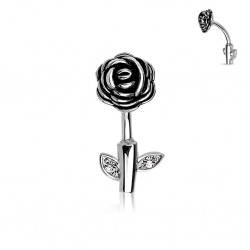 Piercing nombril fleur 55 - Haut et bas gris