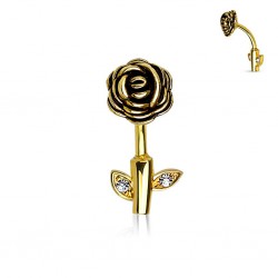 Piercing nombril fleur 55 - Haut et bas jaune