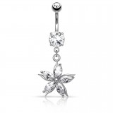 Piercing nombril fleur 58 - Grise lignes en acier