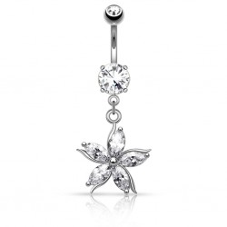 Piercing nombril fleur 58 - Grise lignes en acier