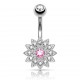 Piercing nombril fleur 65 - Multistrass rose