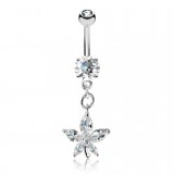 Piercing nombril fleur 73 - Gris cinq pétales